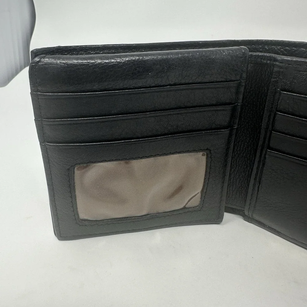 Brighton VTG Bellissimo Silver Heart Filigree Black Leather Trifold Wallet